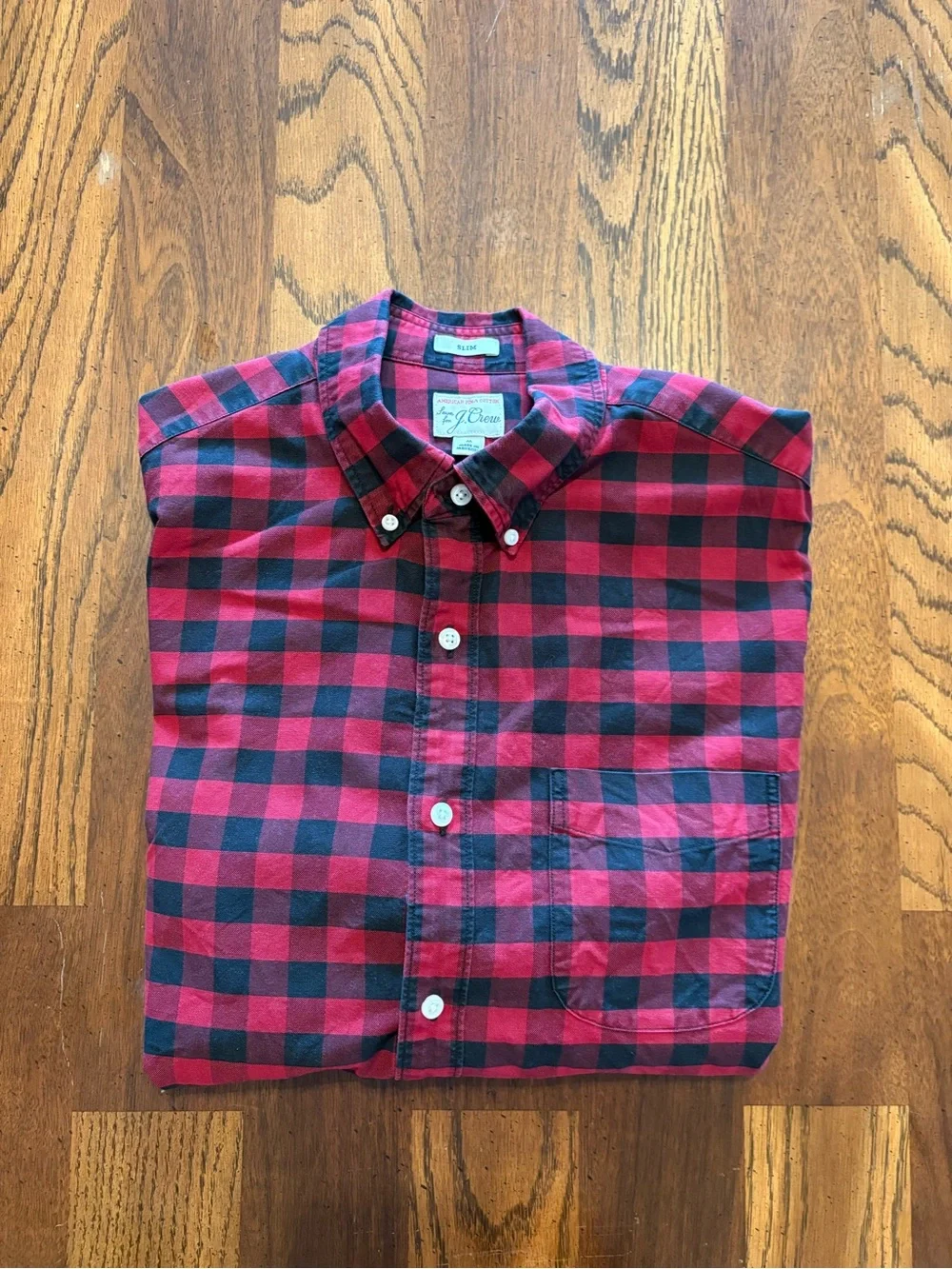 J. Crew Men’s Red and Black Buffalo Plaid Button-Down Shirt